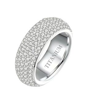 Titanium and Rhinestone Unisex Ring